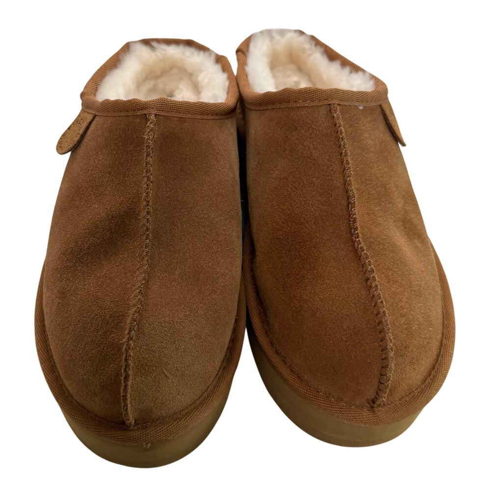 Fireside Dearfoams Genuine Shearling Platform Clog Slippers Womens 8 Queenstown